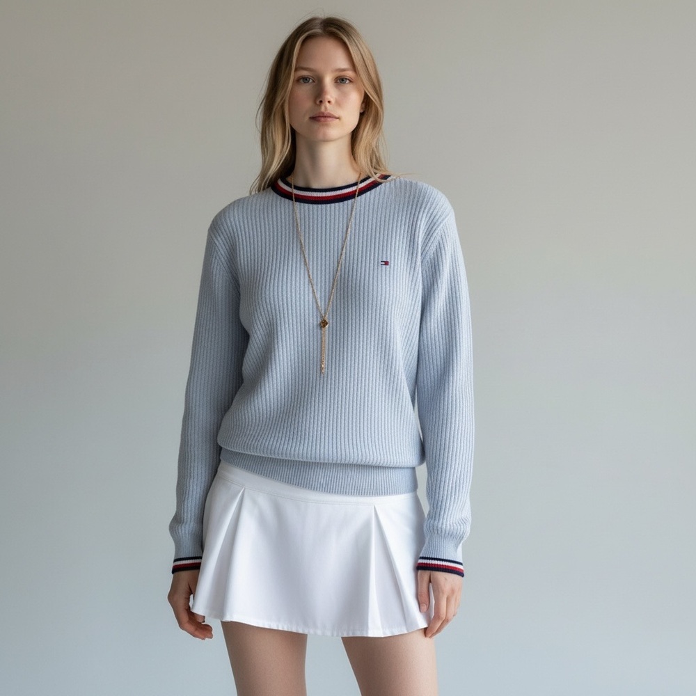 Tommy Hilfiger Gray Ribbed Cotton Sweater